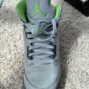 Kids Gray and Green Jordan Shoes